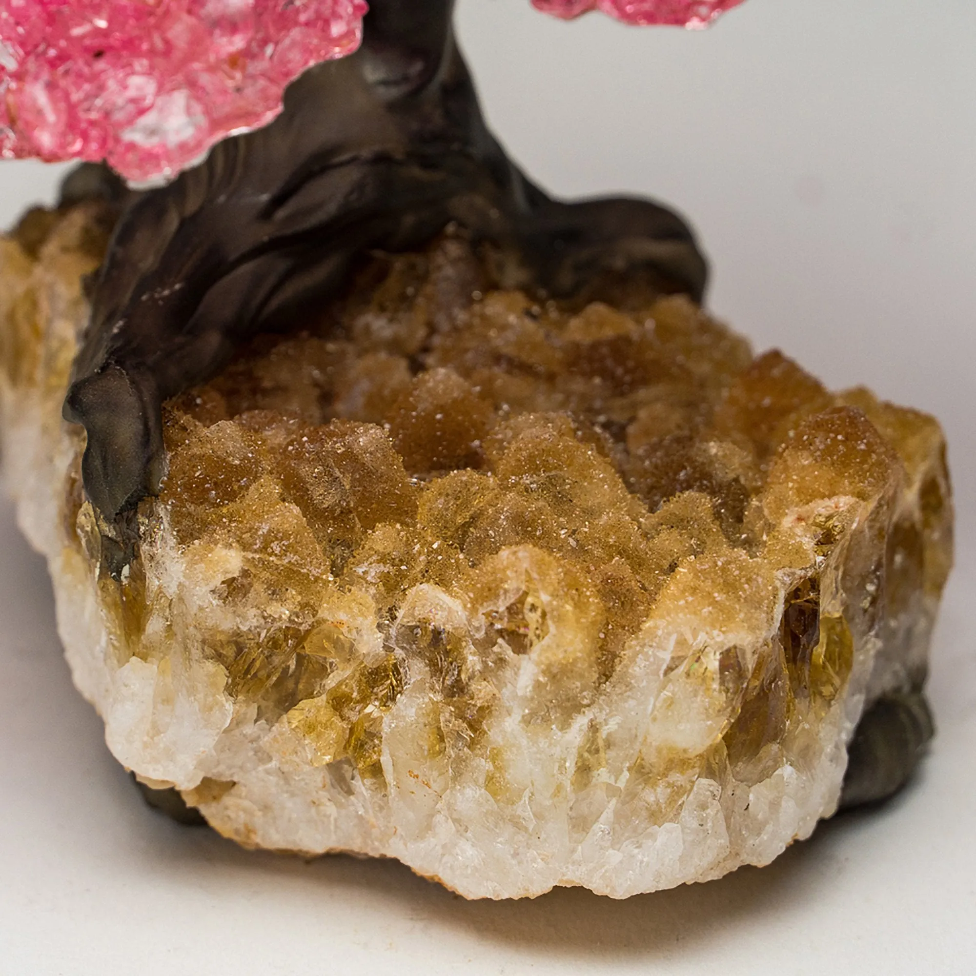 Small Rose Quartz Clustered Gemstone Tree on Citrine Matrix