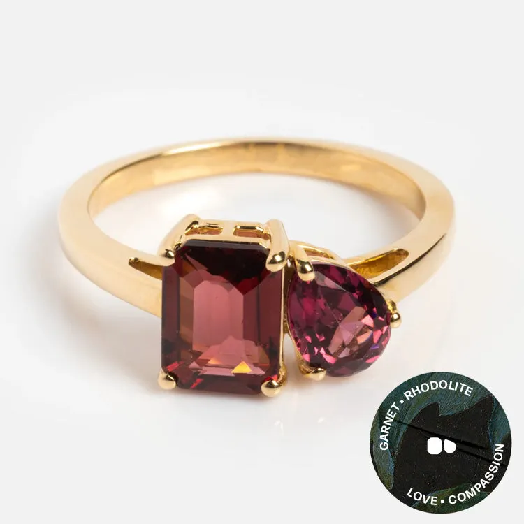 Solid Gold Toi et Moi Colorful Gemstone Ring