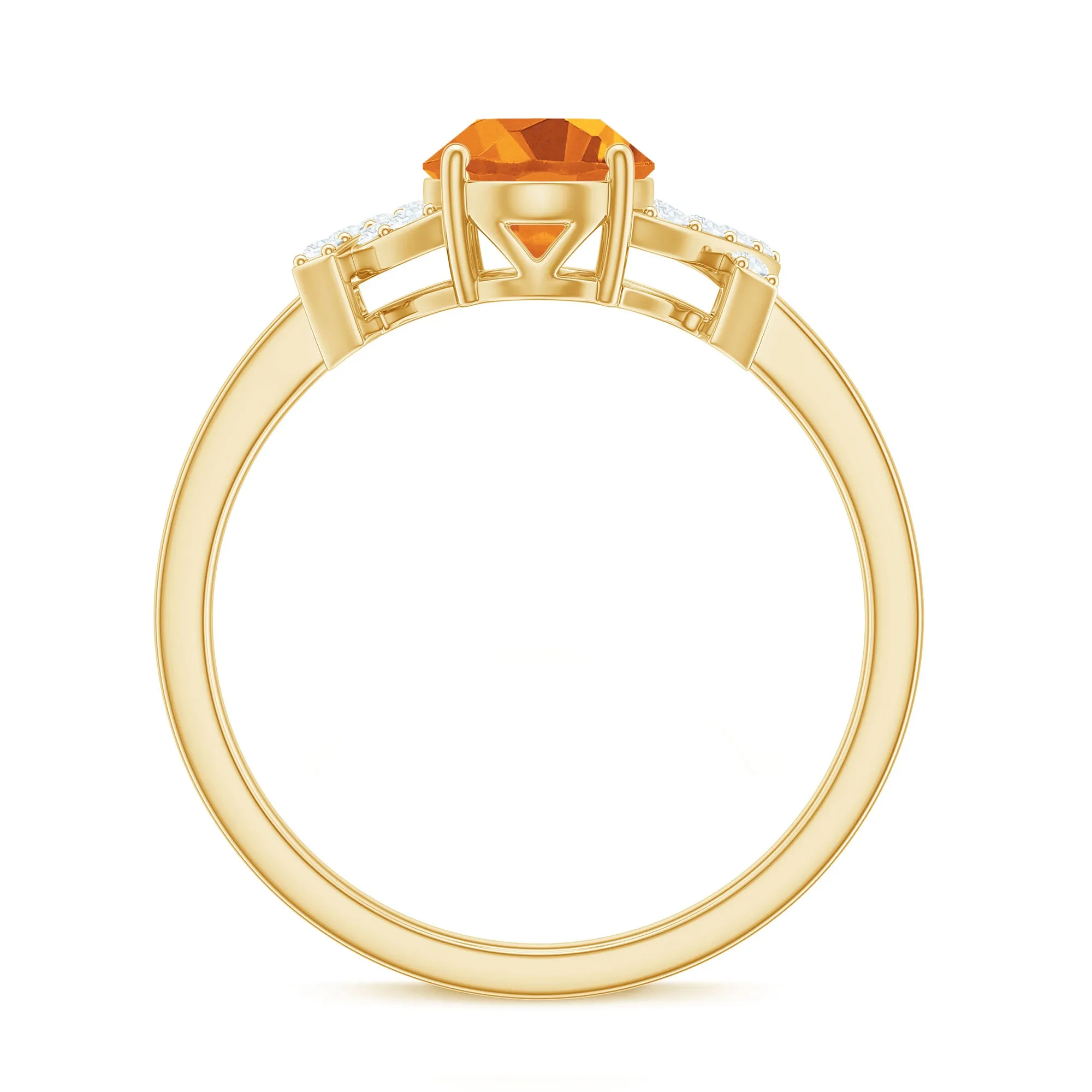 Split Shank Oval Citrine and Diamond Solitaire Engagement Ring