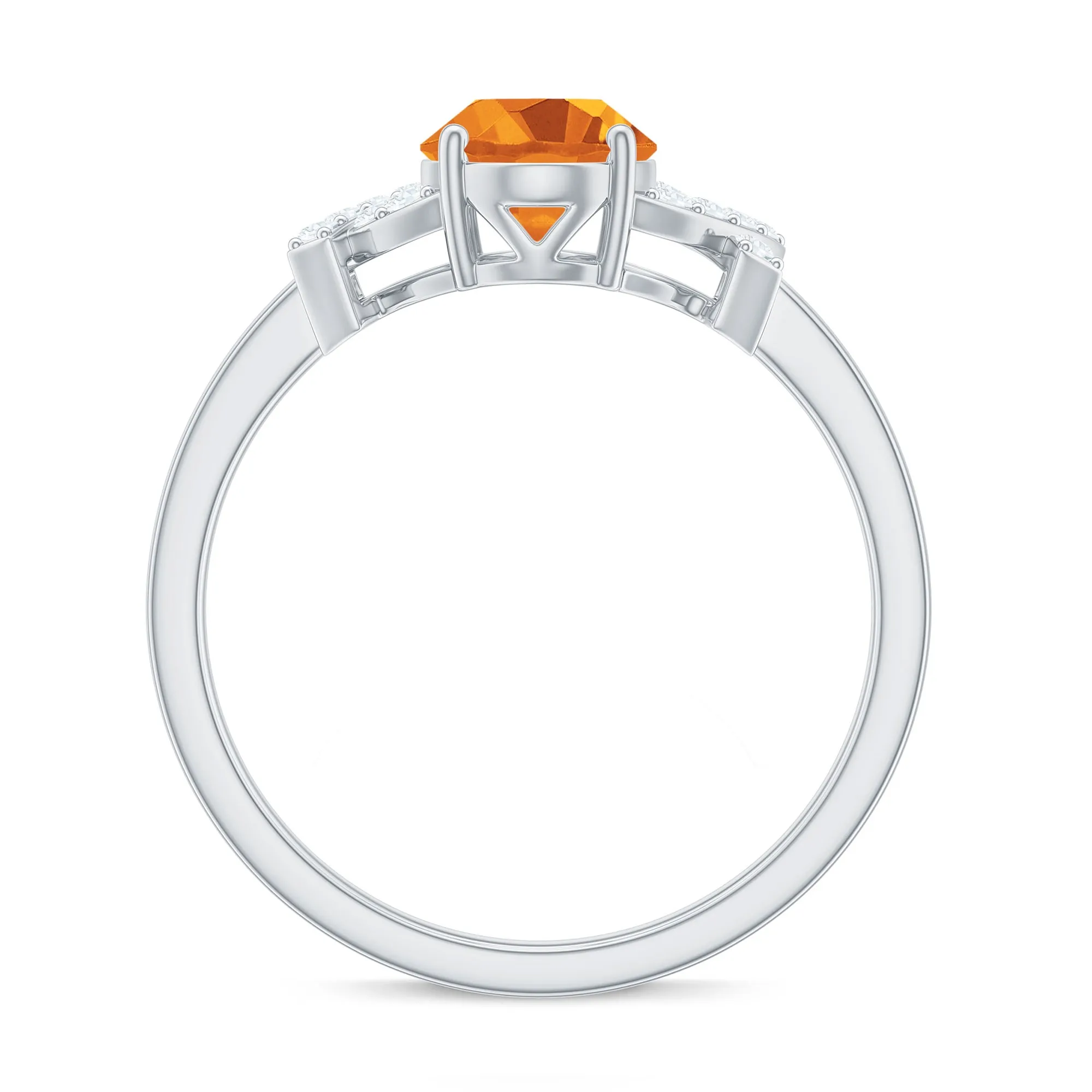 Split Shank Oval Citrine and Diamond Solitaire Engagement Ring