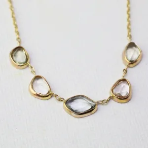 Spring Quint Sapphire Rosecut Necklace