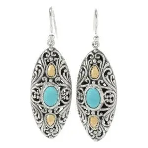 SS/18K MARQUISE SHAPED SLEEPIGN BEAUTY TURQUOISE EARRINGS259.00