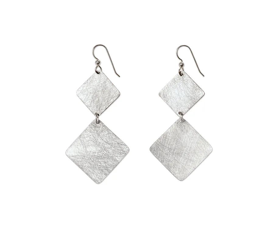 STEM Simple Double Angled Squares Metal Dangle Earrings from the SCULPTURAL Collection