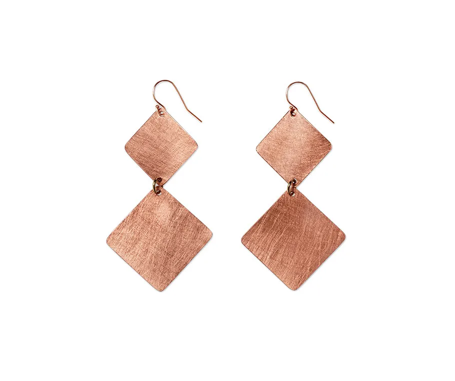 STEM Simple Double Angled Squares Metal Dangle Earrings from the SCULPTURAL Collection