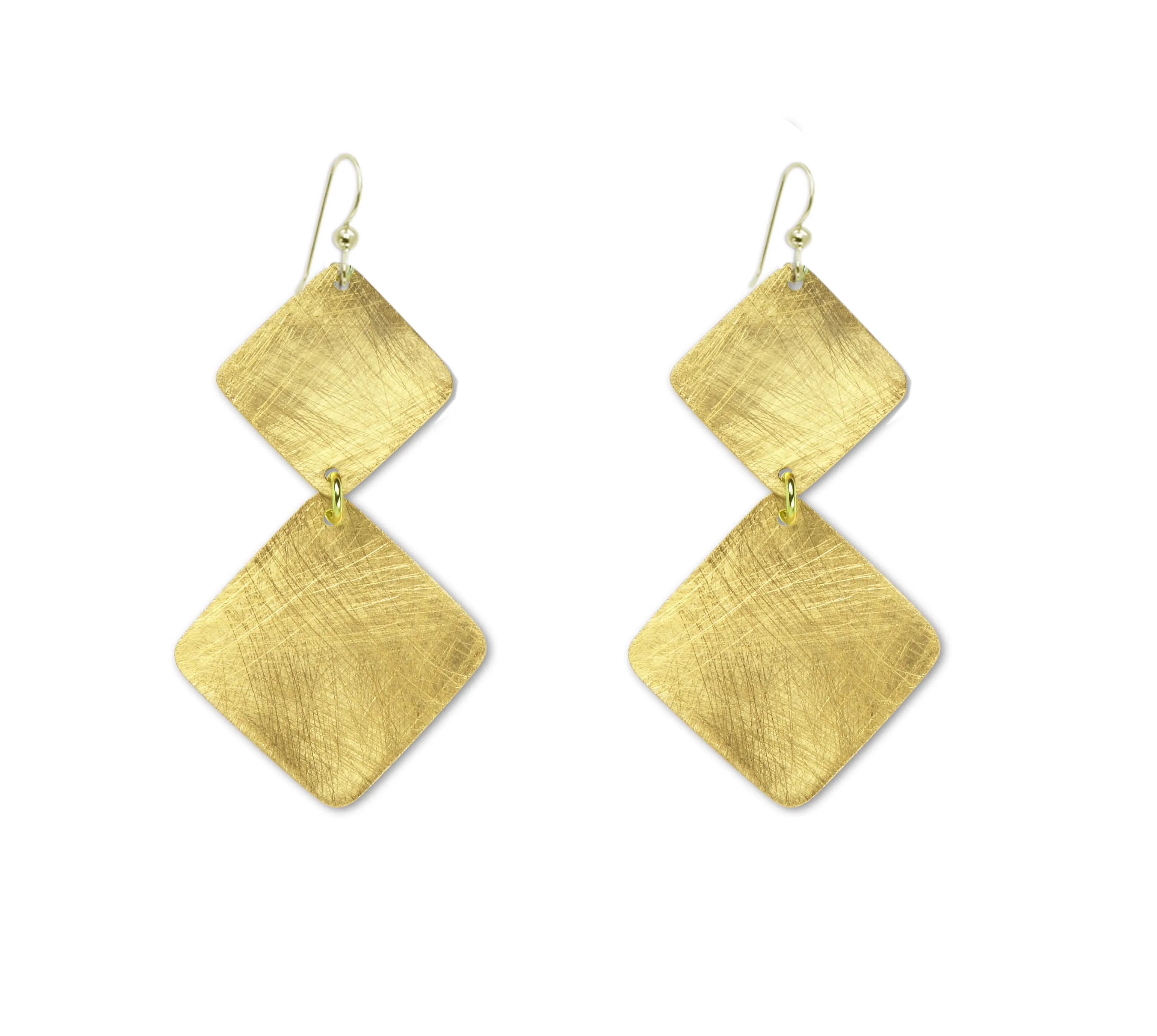 STEM Simple Double Angled Squares Metal Dangle Earrings from the SCULPTURAL Collection