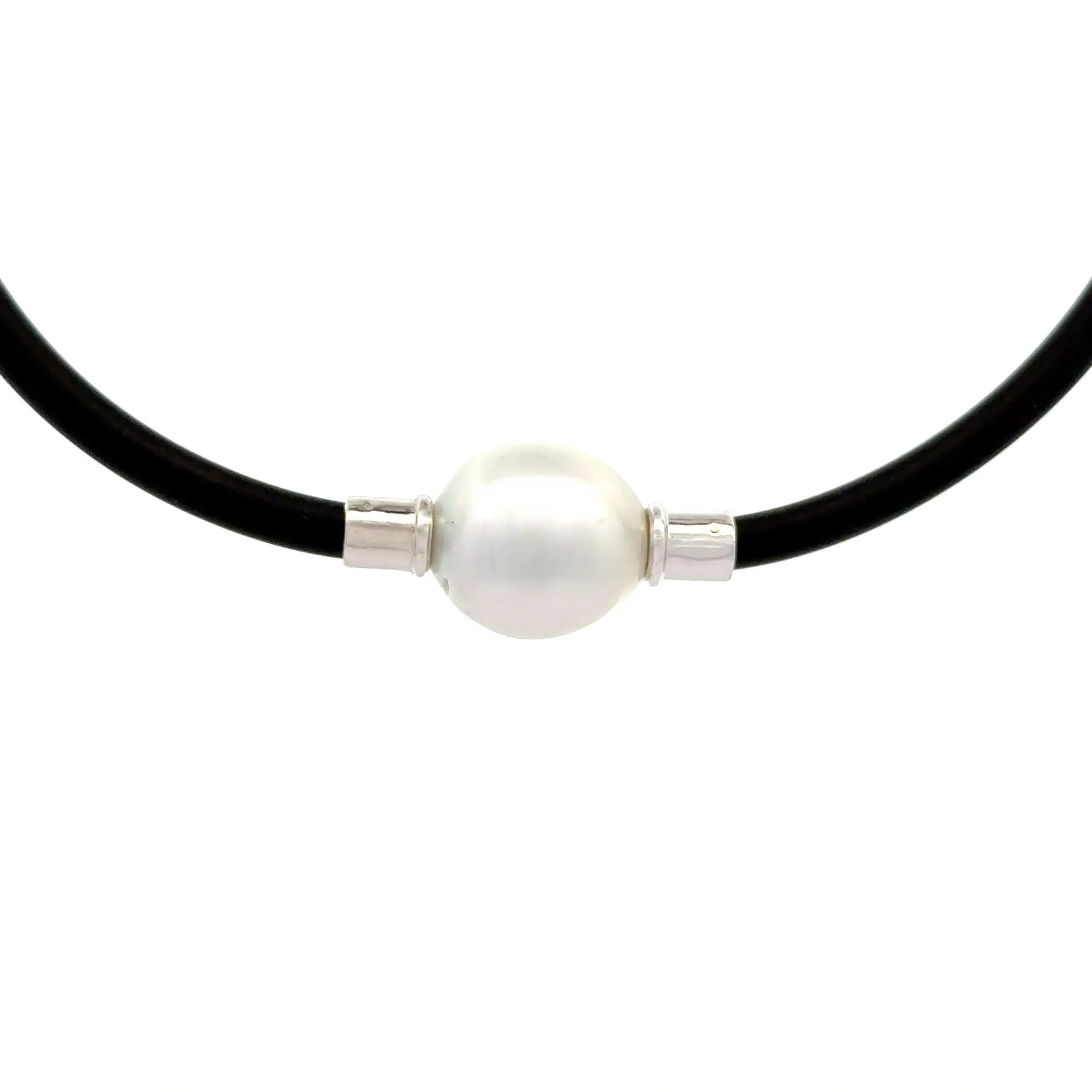 Sterling Silver Australian South Sea Cultured 15-16mm Pearl Neoprene Necklace