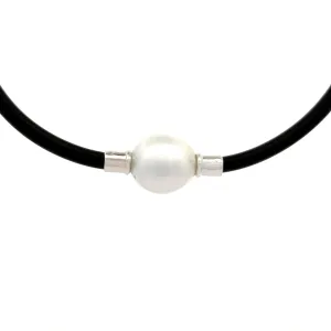 Sterling Silver Australian South Sea Cultured 15-16mm Pearl Neoprene Necklace