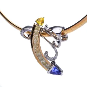 Stunning 18Kt Gold Diamond and Gemstone Custom Pendant