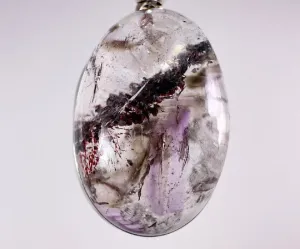 SUPER SEVEN QUARTZ Crystal Pendant - Sterling Silver, Oval - Fine Jewelry, Healing Crystals and Stones, 54124