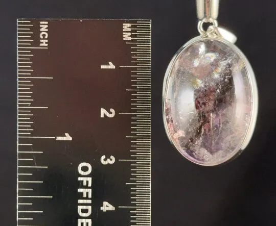 SUPER SEVEN QUARTZ Crystal Pendant - Sterling Silver, Oval - Fine Jewelry, Healing Crystals and Stones, 54124