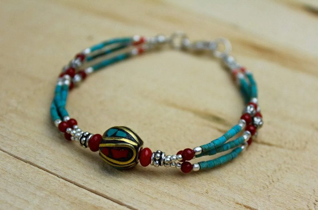 Tibetan Turquoise Beaded Bracelet