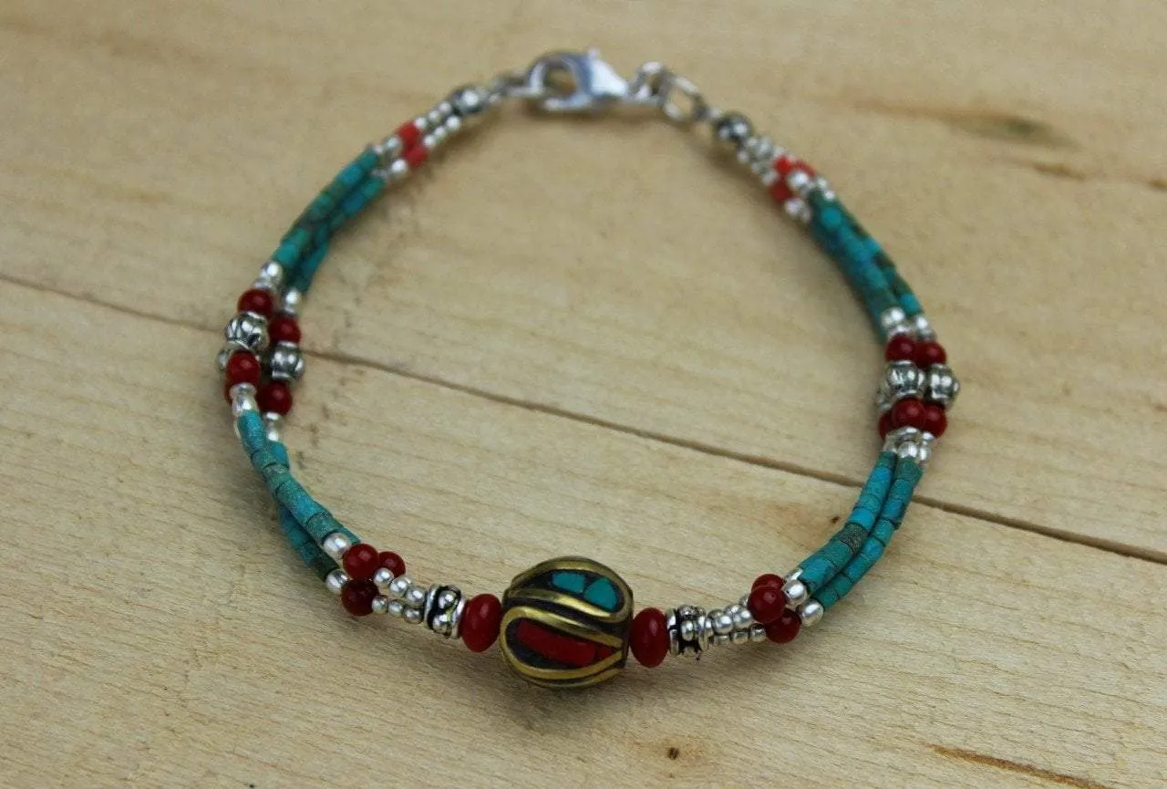 Tibetan Turquoise Beaded Bracelet