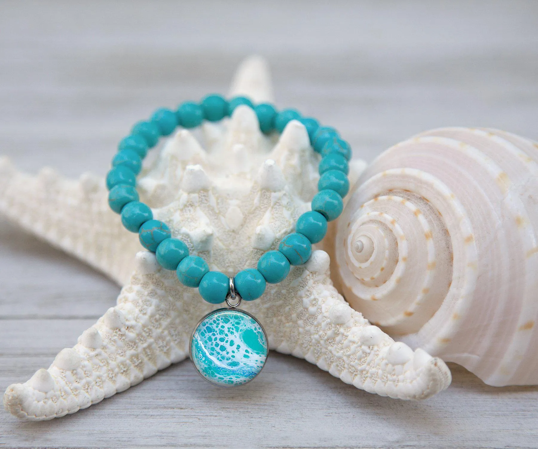 Tranquil Waters Turquoise Beaded Bracelet | Handmade Jewelry