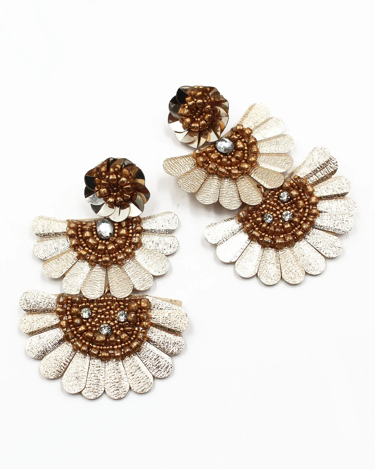 Triple Layered Beaded Statement Earrings