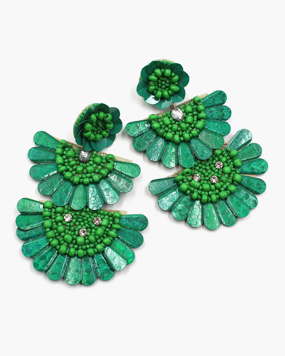 Triple Layered Beaded Statement Earrings