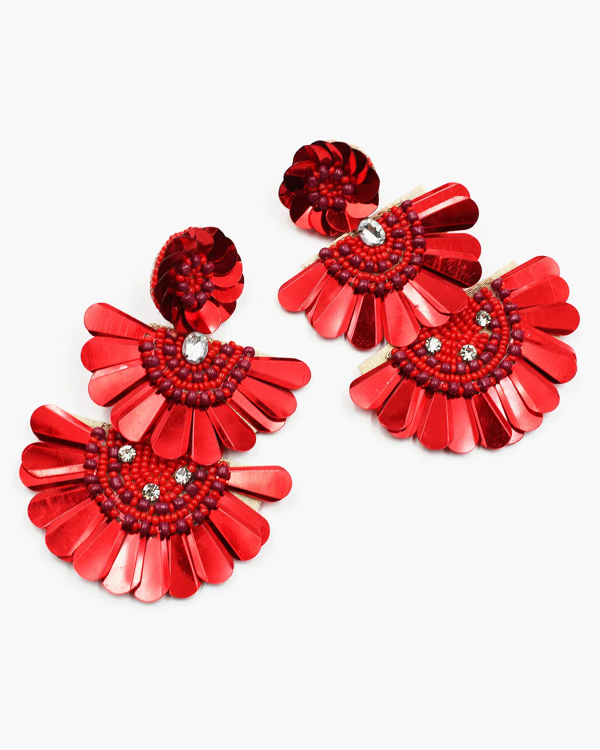 Triple Layered Beaded Statement Earrings