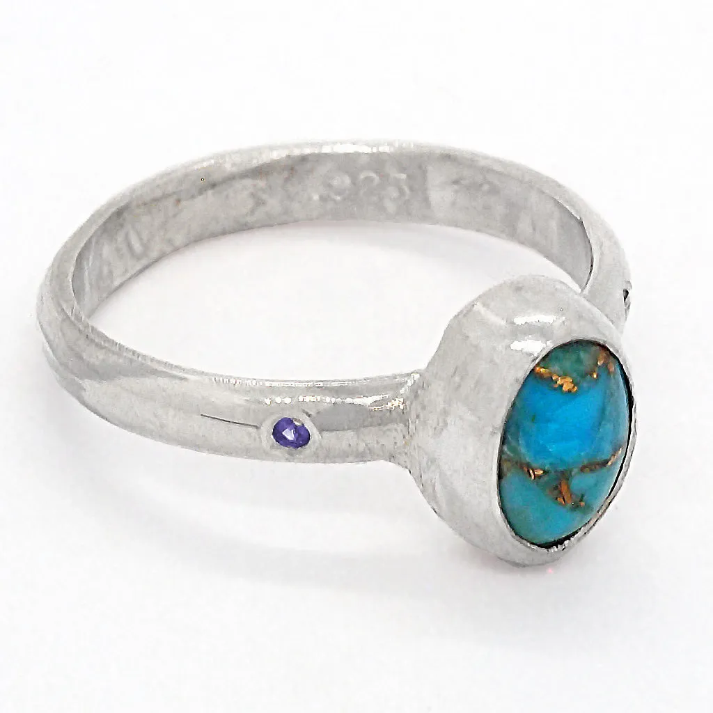 Turquoise & Blue Diamond Ring (size 6)