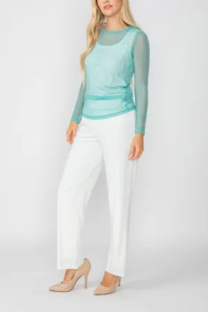 Turquoise Basic Mesh Long Sleeve Top