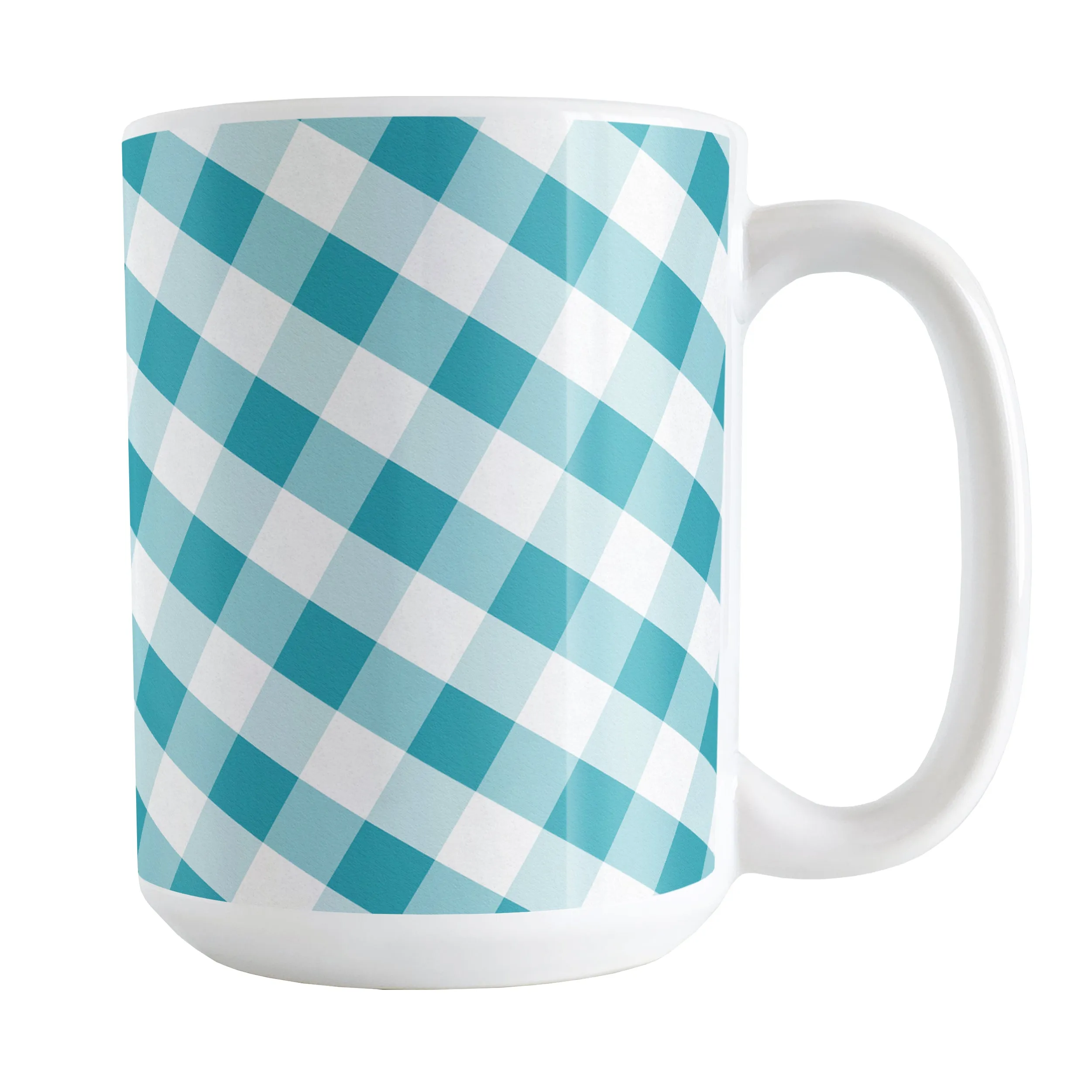 Turquoise Gingham Mug