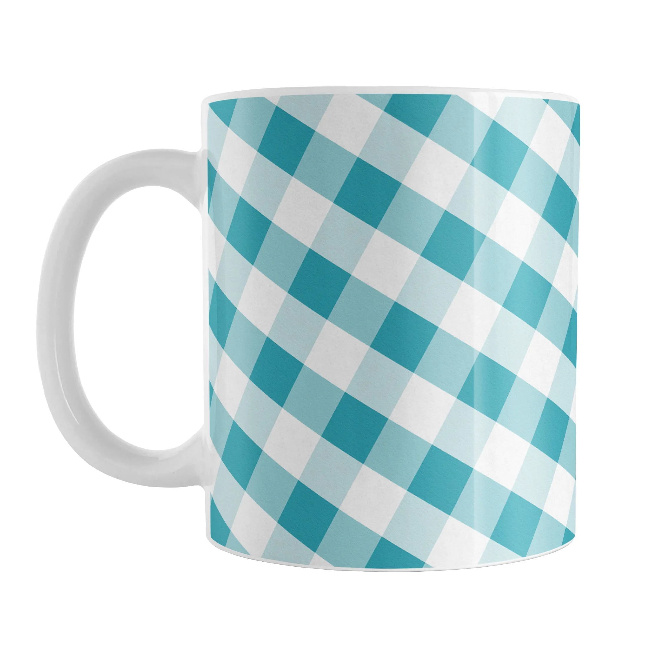 Turquoise Gingham Mug