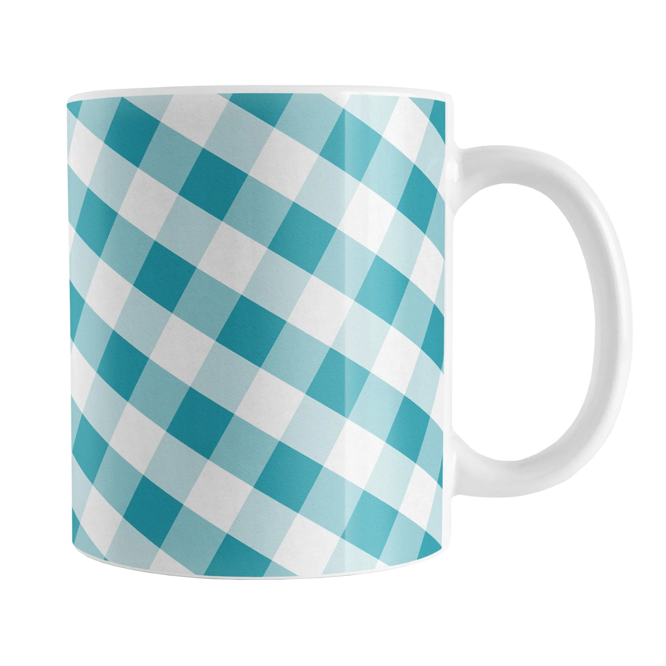 Turquoise Gingham Mug