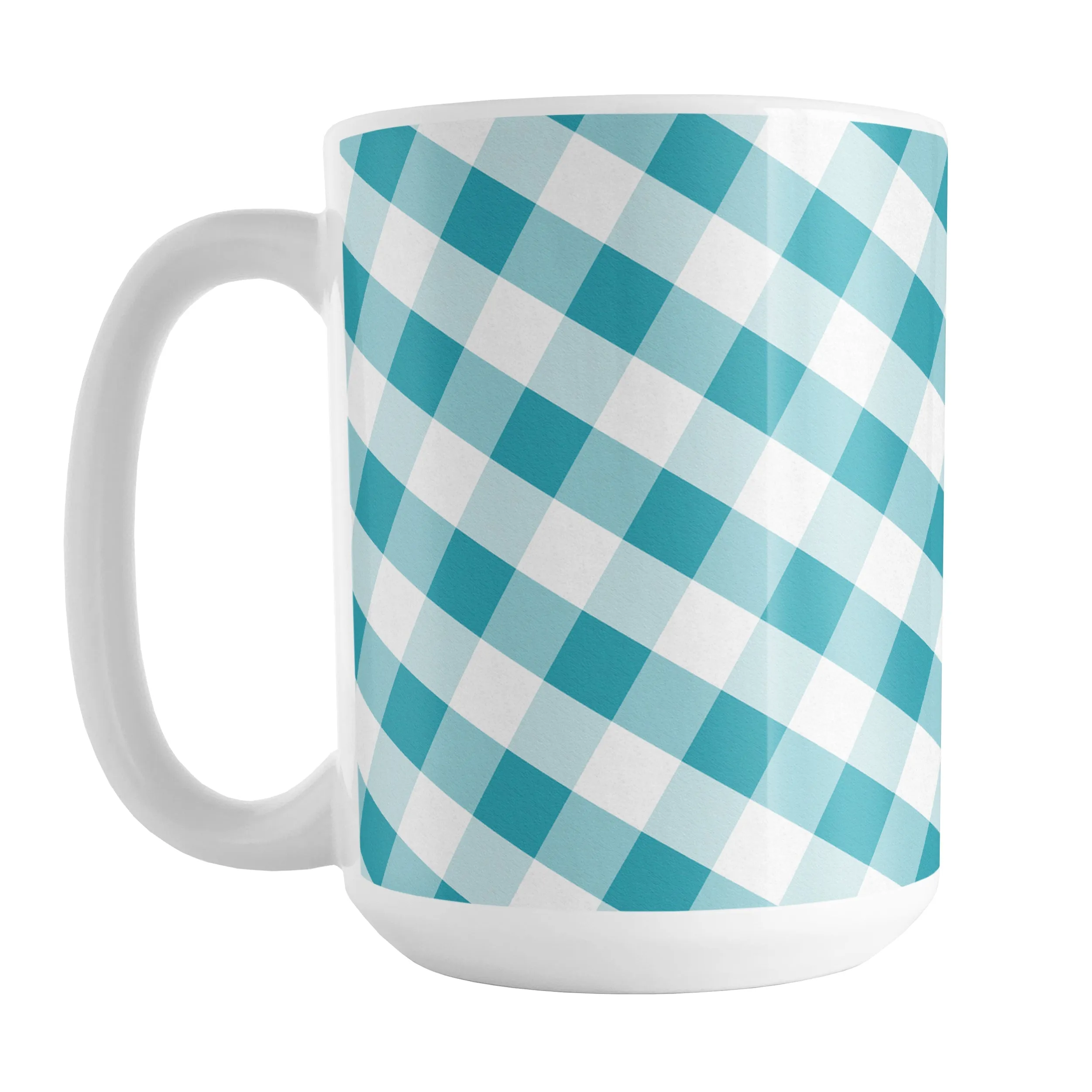 Turquoise Gingham Mug