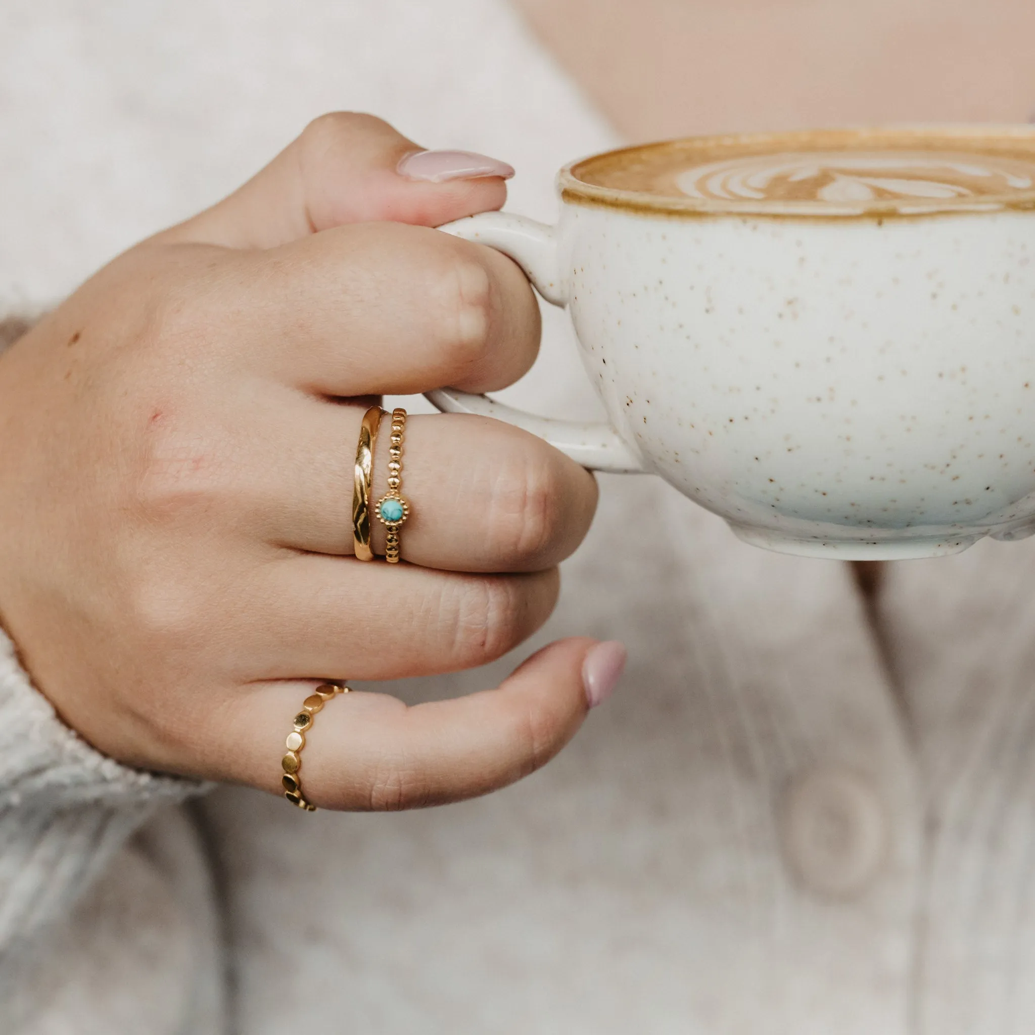 Turquoise Stone Double Ring