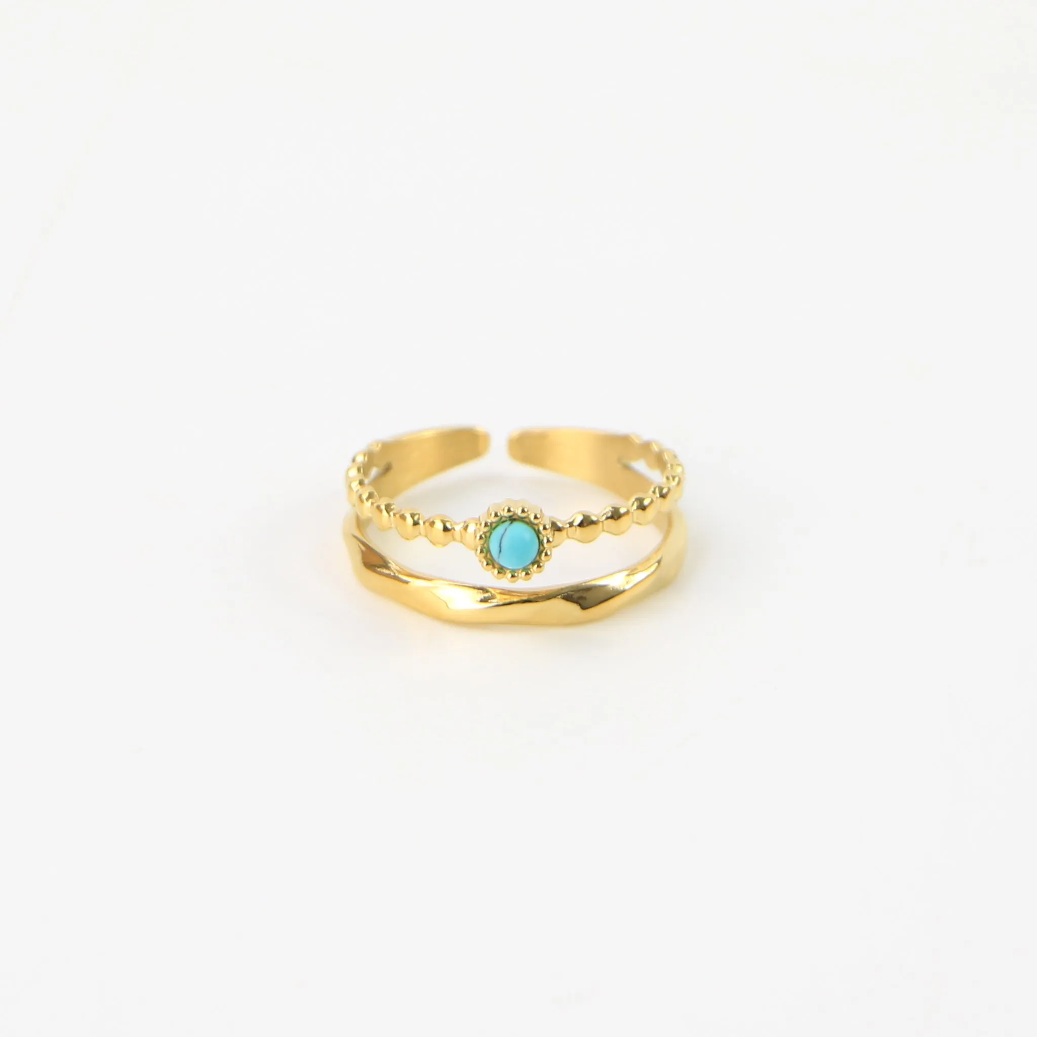 Turquoise Stone Double Ring