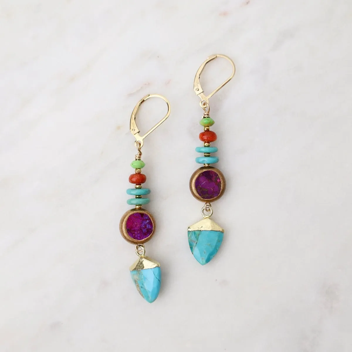 Turquoise Trianglular Point Drop Earrings