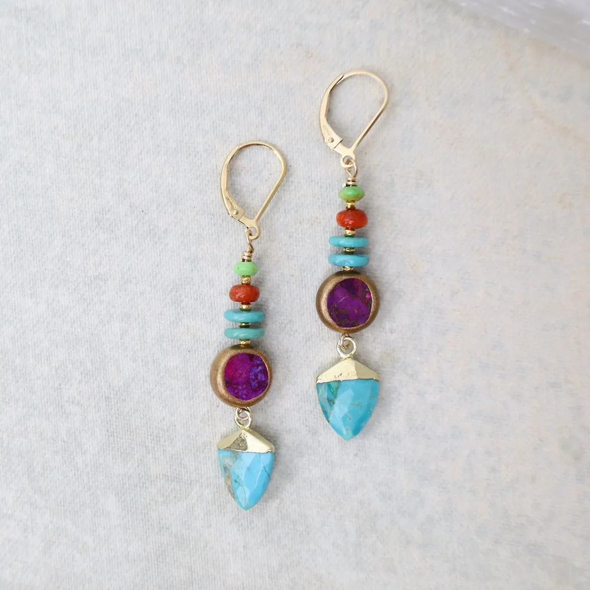 Turquoise Trianglular Point Drop Earrings