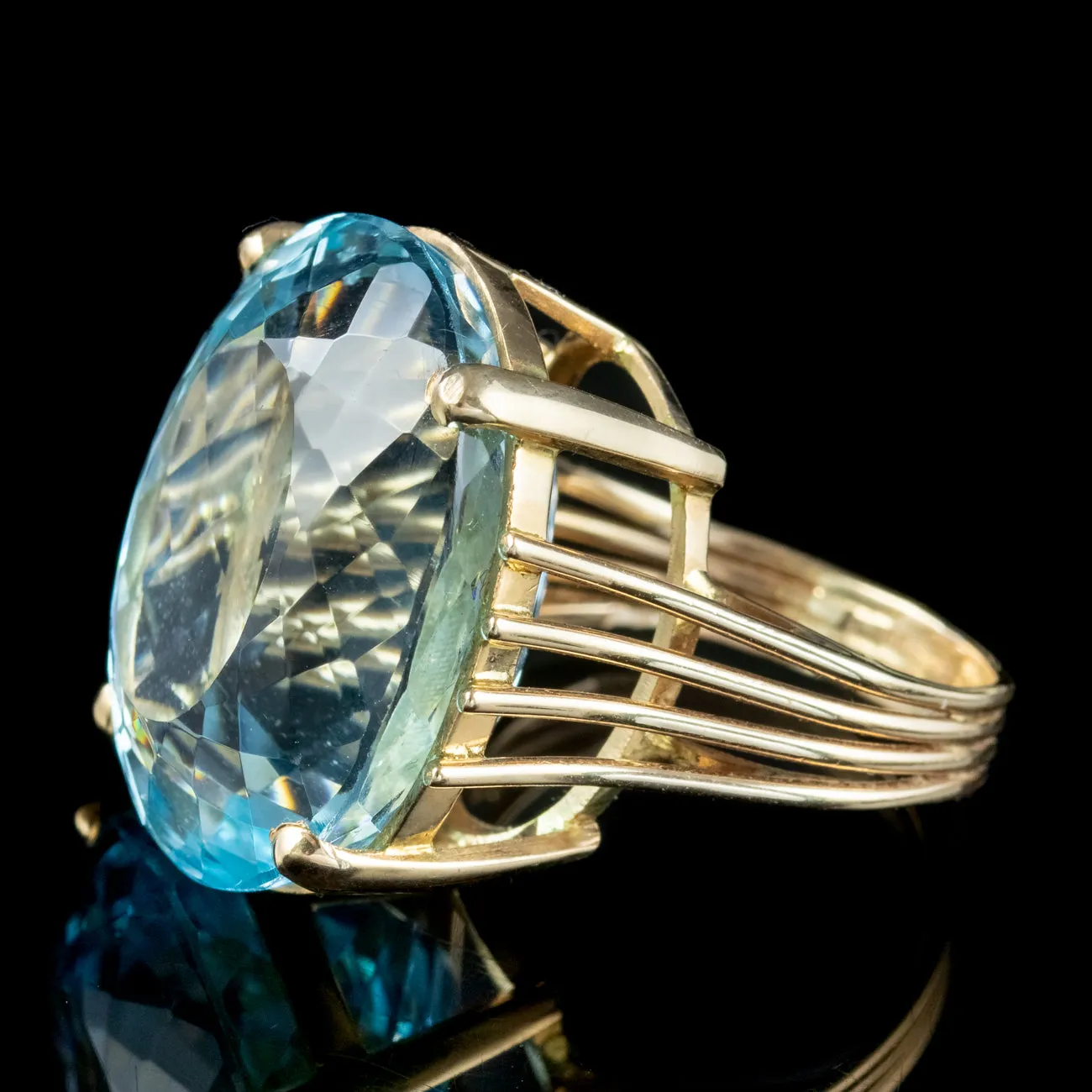 Vintage Blue Topaz Cocktail Ring 25ct Topaz