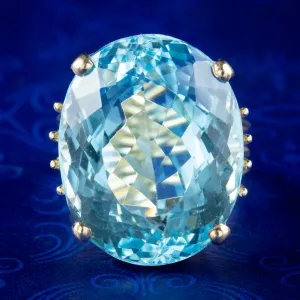 Vintage Blue Topaz Cocktail Ring 25ct Topaz