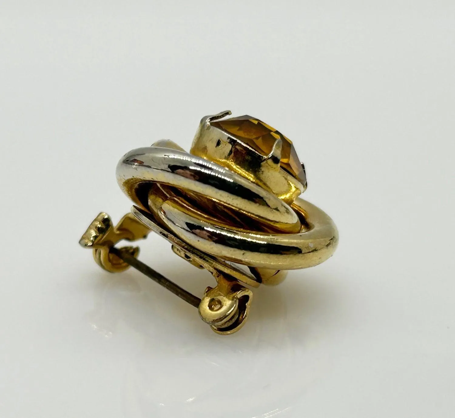 Vintage Gold Knot Pin with Golden Sparkling Center