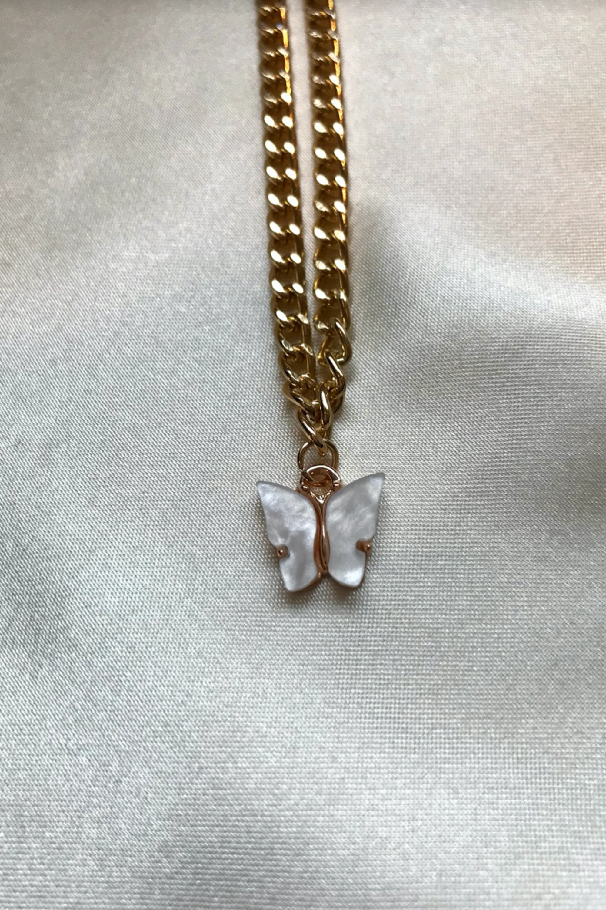 White Butterfly Necklace