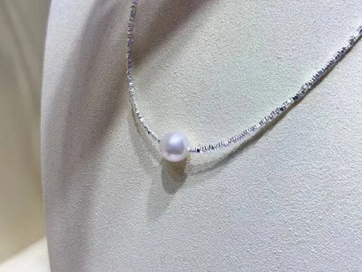 White Freshwater Pearl Silver Shards Pendant Necklace