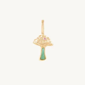 wild fortune mushroom charm - 10k yellow gold, chrysoprase