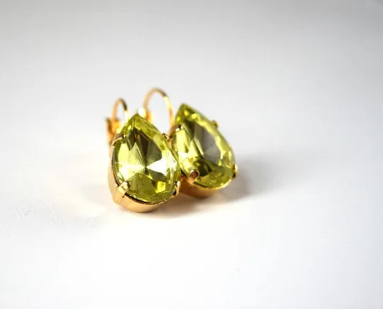 Yellow Crystal Teardrop Earring