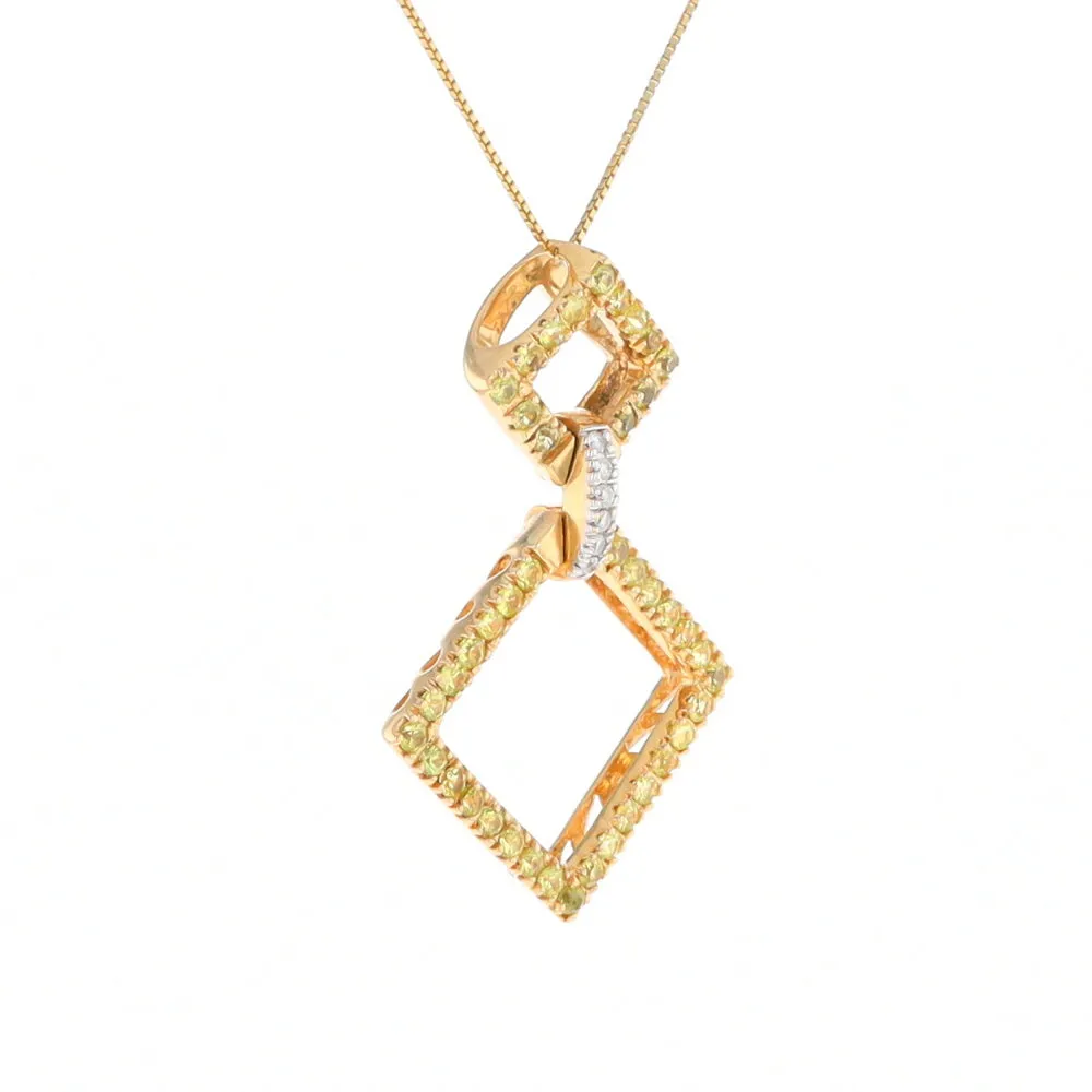 Yellow Sapphire Double Square Necklace